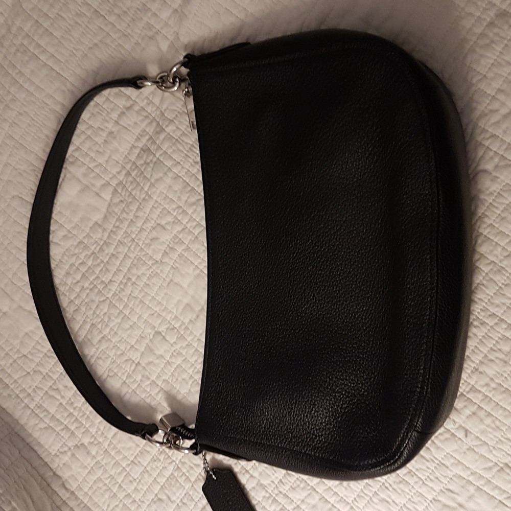 Coach Navy Blue Black Studded Flowers Shoulder Bag - Picture 4 of 14